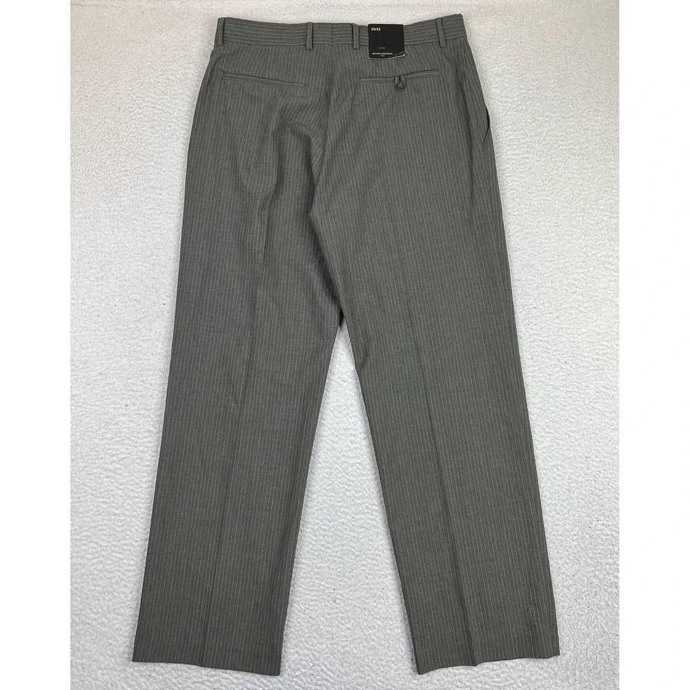 Banana Republic Dress Pants Mens 35x32 Gray Wool Blend Pinstripe Lined Business‎